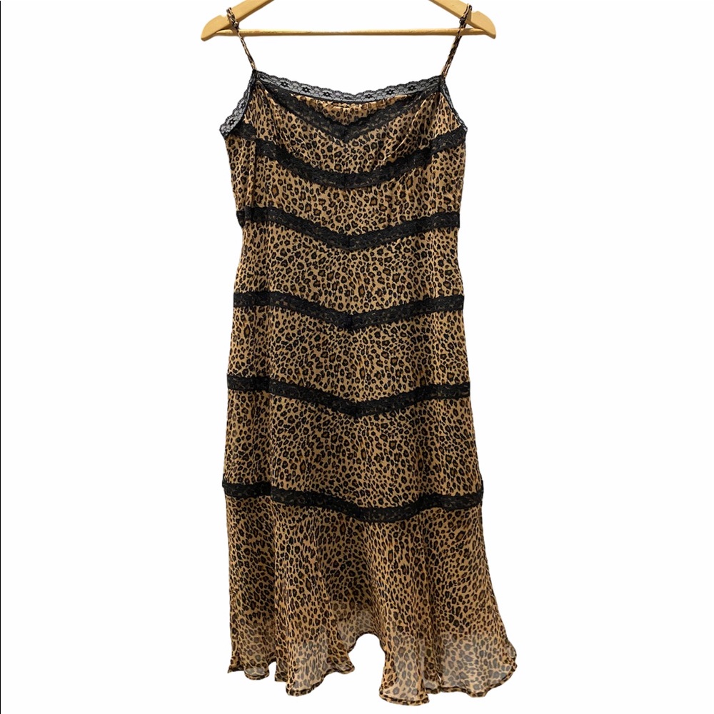 BCBGMaxAzria Silk Lace & Animal Print Slip Sress